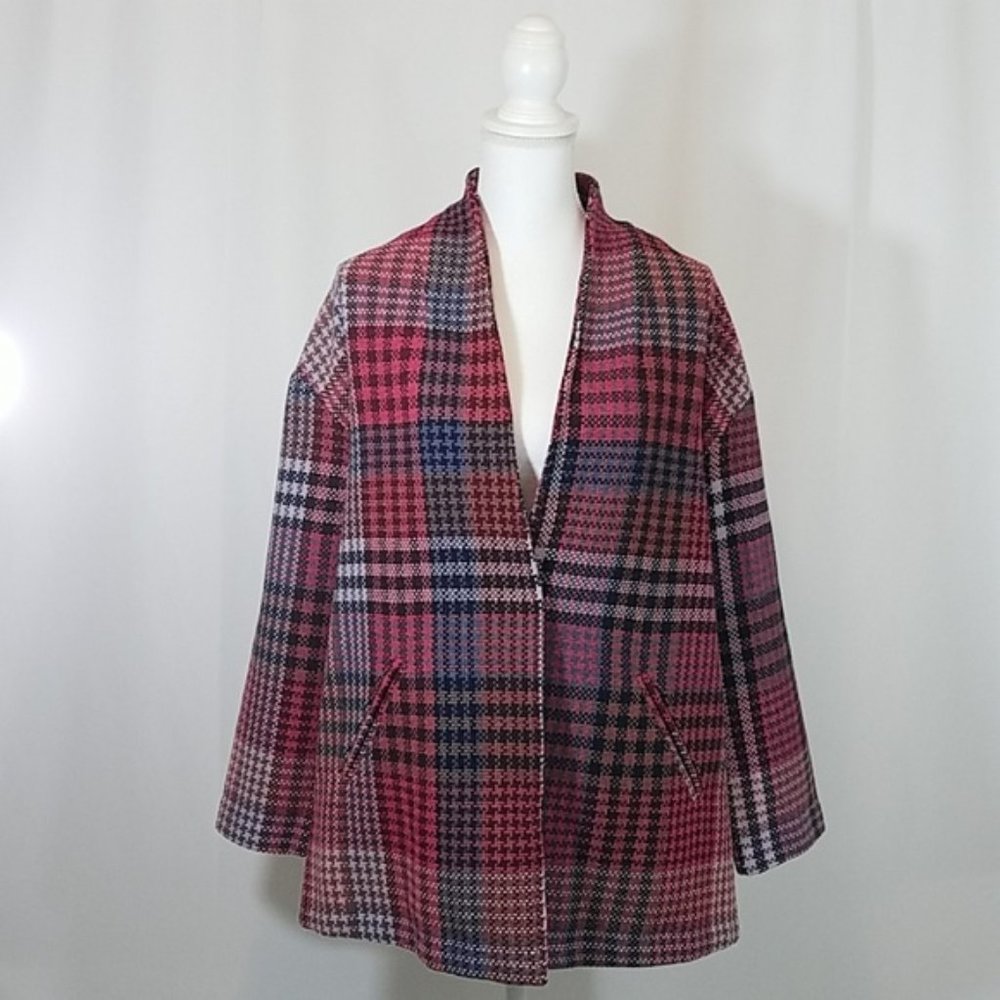 Rachel Zoe Plaid Check Coat Medium